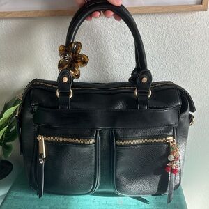 Time and Tru Women's Beckett Satchel Handbag, Black 🖤 #handbag #purse #charming